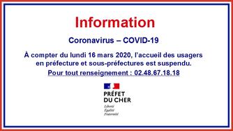 COVID 19 : accès Préfecture, sous-préfectures, DDT et DDCSPP