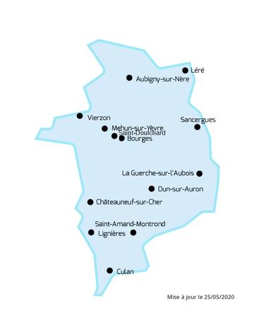Cartographie des communes du Cher